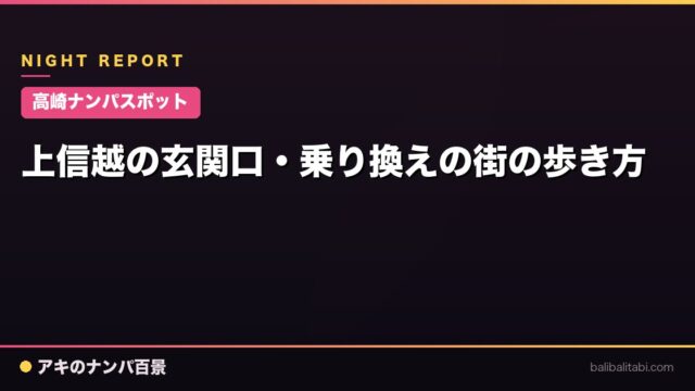 【高崎ナンパスポット】上信越の玄関口・乗り換えの街の歩き方