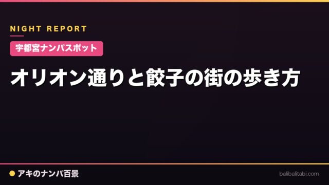 【宇都宮ナンパスポット】オリオン通りと餃子の街の歩き方