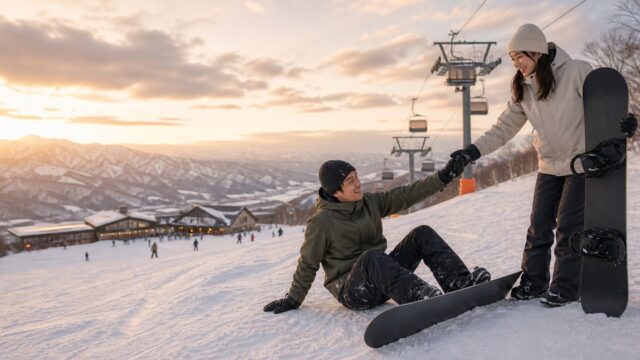 【スキー場ナンパ】ゲレンデで会った25歳と一緒に滑って転んで→雪山の夜→お持ち帰りのアイキャッチ画像