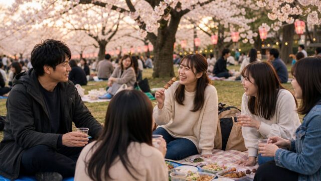 【お花見ナンパ】桜の名所で隣のシートにいた24歳と花見酒で意気投合→お持ち帰りのアイキャッチ画像