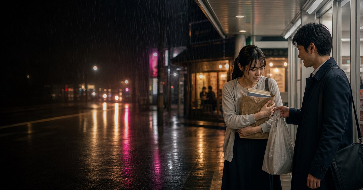 ゲリラ豪雨の軒下で隣り合った25歳と、傘がない夜