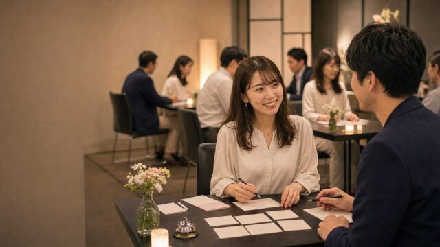 【婚活パーティー体験談】着席ローテ型で29歳看護師とカップリング→お持ち帰りのアイキャッチ画像