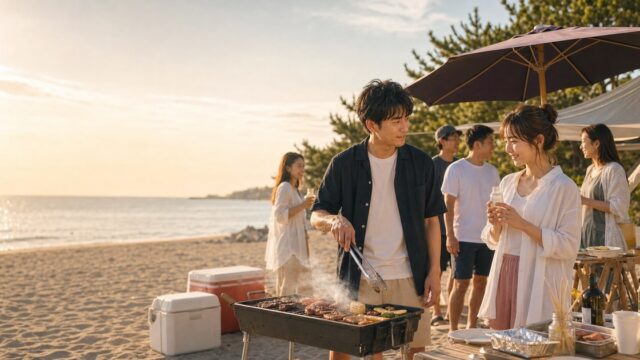 【海BBQ体験談】友達の海バーベキューで合流した25歳と砂浜でいい雰囲気→お持ち帰りのアイキャッチ画像