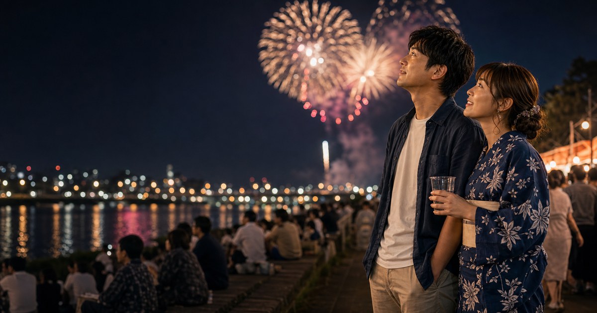 花火大会で会った浴衣の24歳と並んで花火を見上げた夜→お持…