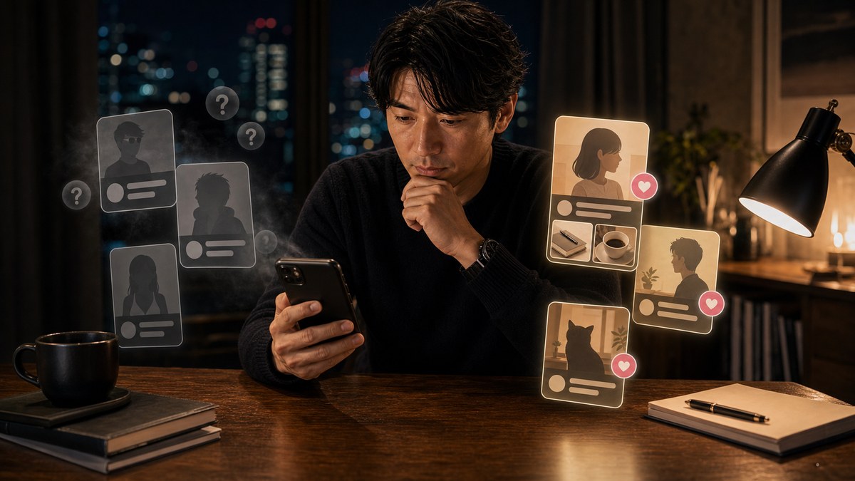 「出会い系=怖い」っていう先入観の話の要点を表す画像