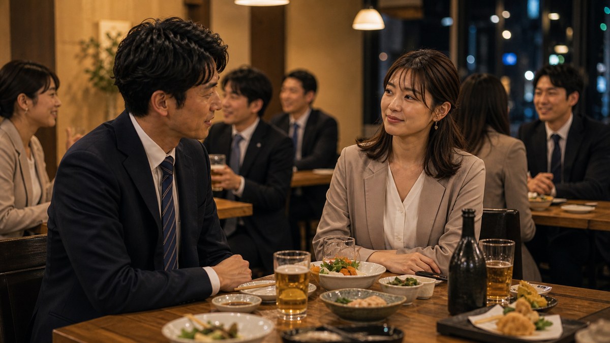 きっかけは部署合同の飲み会。最初は「しっかりした人だな」だったの要点を表す画像