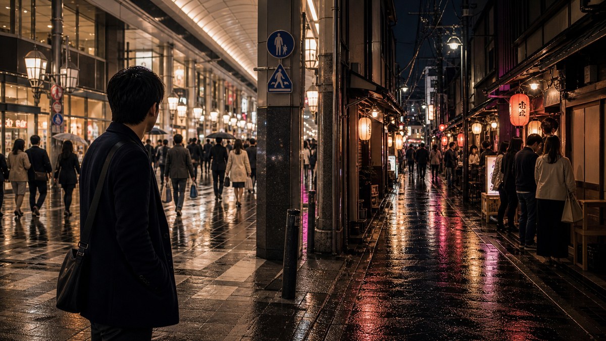河原町｜二本のレーンが交差する京都のターミナルの要点を表す画像