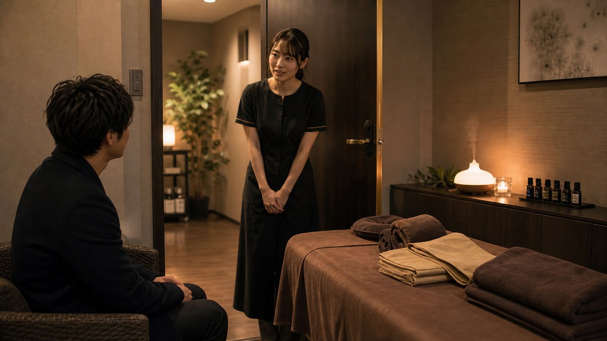 受付→個室。緊張してるのは俺だけじゃなかったの要点を表す画像