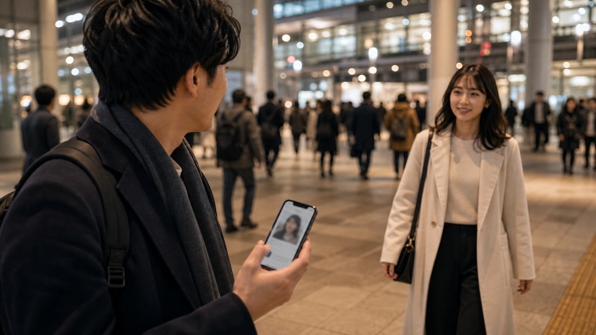 待ち合わせに「別人」が来た(と俺は思った)の要点を表す画像