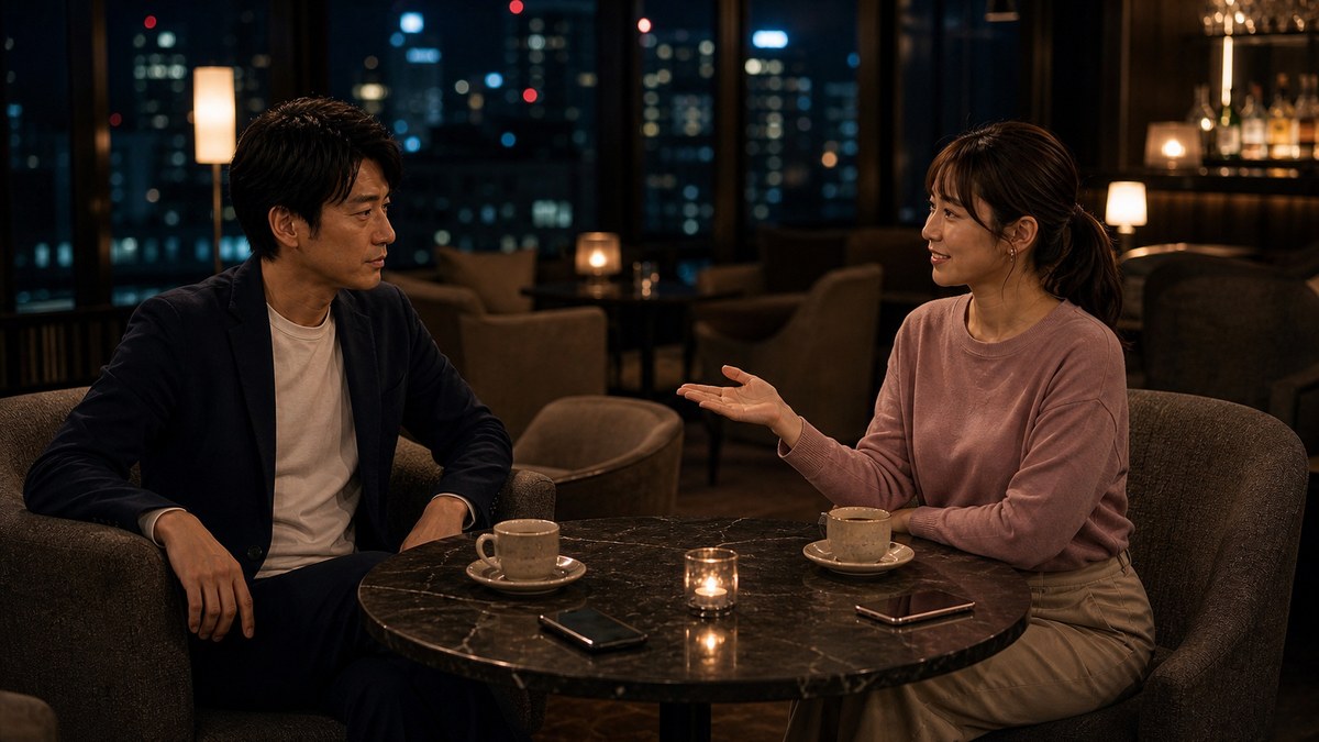 カフェ指定、二軒目はラウンジ。ちょっと違和感が漂い始めるの要点を表す画像