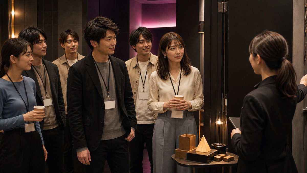 会場とチーム分け。同じ部屋に入った時点で"運命共同体"の要点を表す画像