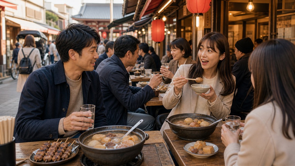ホッピー通りの昼は、隣の席との距離がゼロの要点を表す画像
