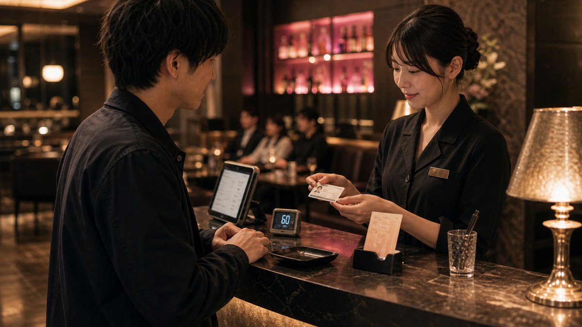 入店→受付→フロアに通されるまでの要点を表す画像