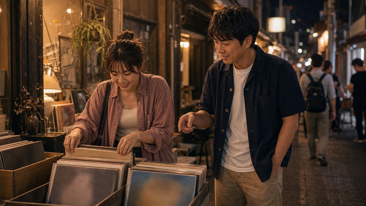 レコード屋の前で、27歳ナオと合流の要点を表す画像
