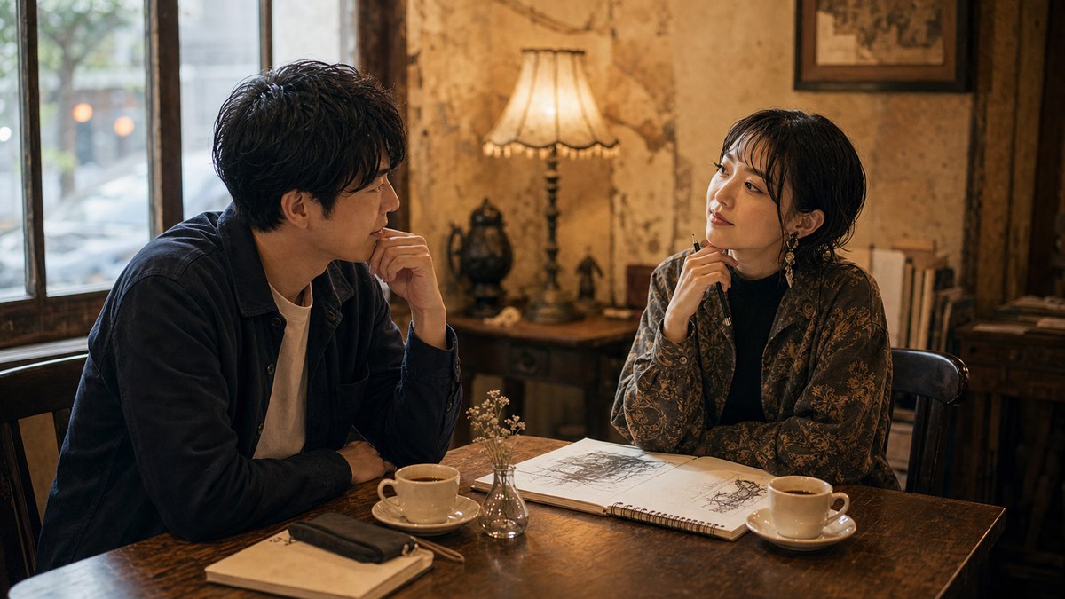 当日。美大生は、会話のテンポが独特だったの要点を表す画像