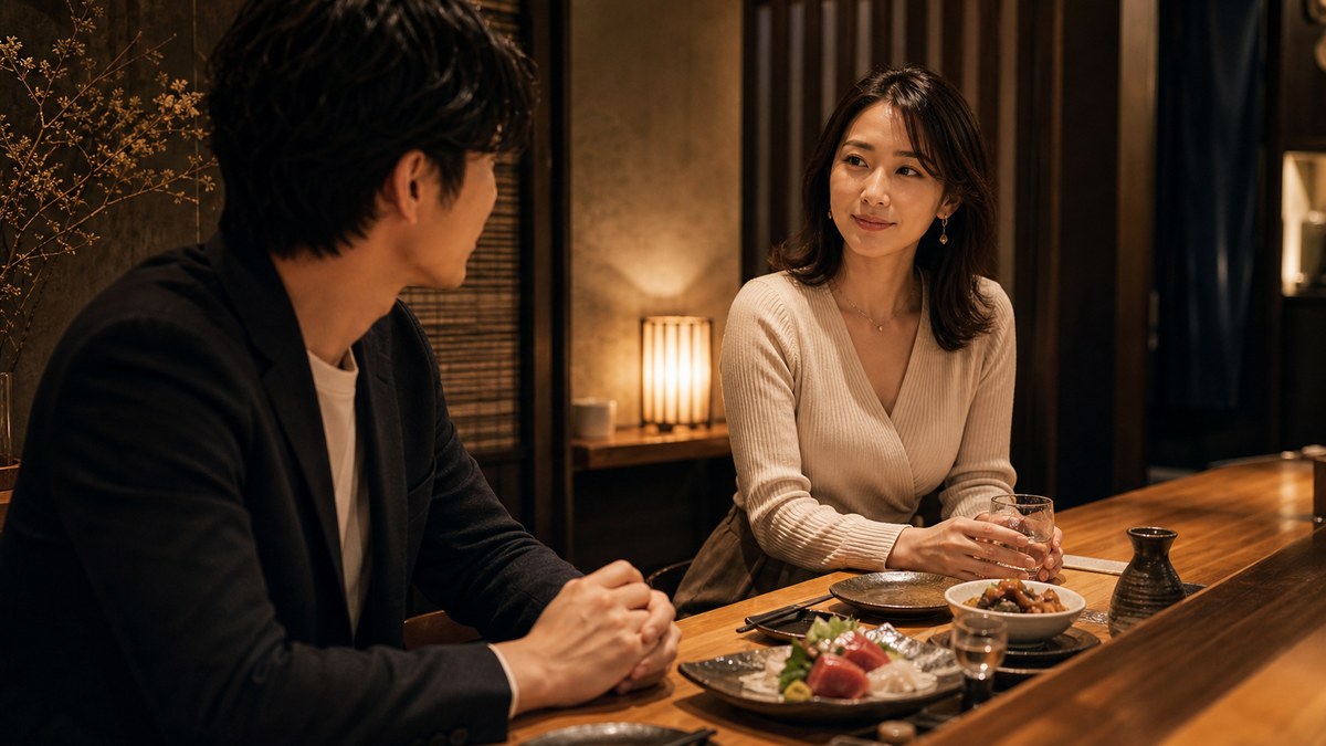 隠れ家居酒屋で会った瞬間、こっちが少し緊張したの要点を表す画像