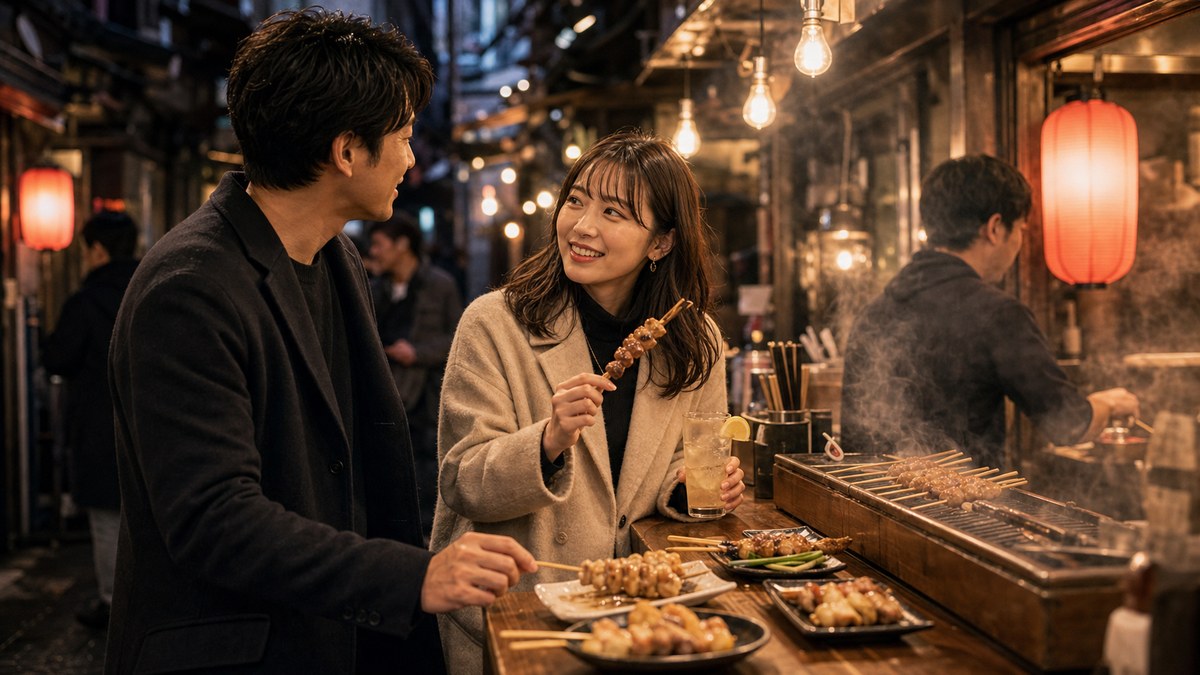 野毛の路地で、一人で飲み歩いてたチサに当たるの要点を表す画像
