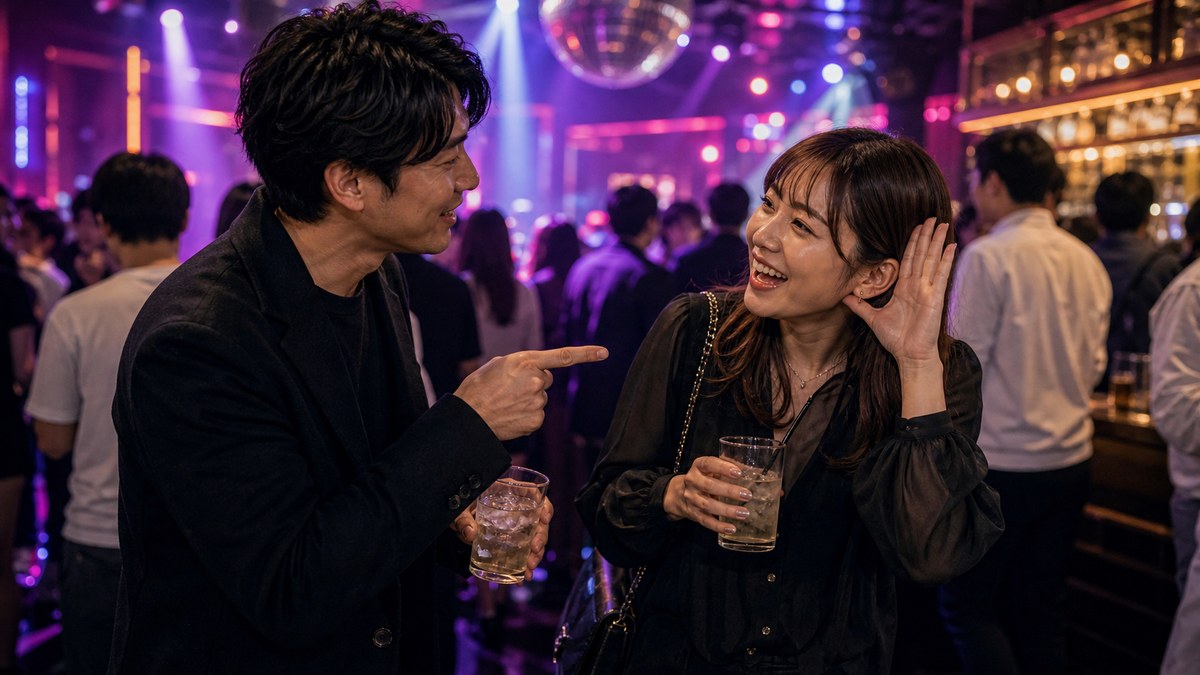 マユとフロアで。会話は身振りと「は？」だけの要点を表す画像