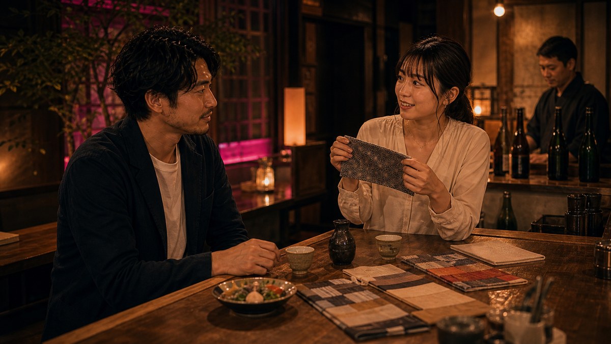 マコと出会う。和雑貨の話で、地元プライドに火がついたの要点を表す画像