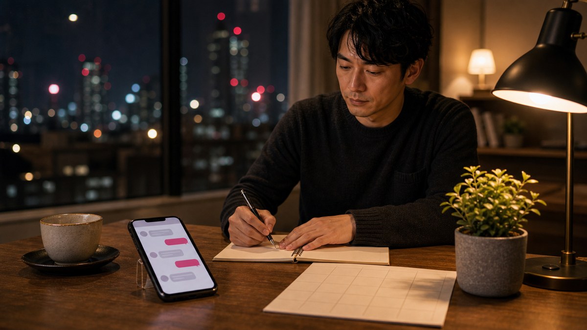 丁寧なメッセージのやり取り。年上相手は"急がない"が全部の要点を表す画像