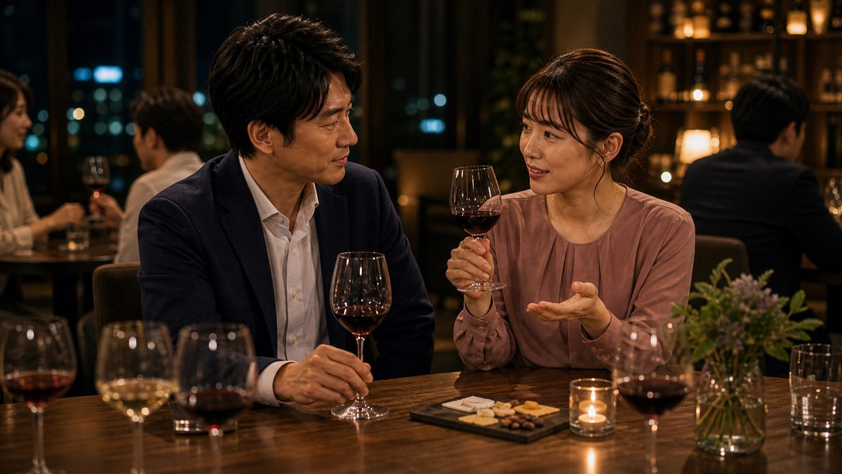 テーブルで隣になった、ワインに本当に詳しいサホの要点を表す画像