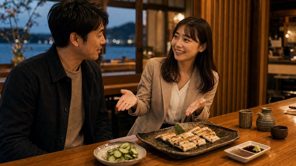 浜名湖のうなぎ。地元を語るミオの目が、輝いてたの要点を表す画像