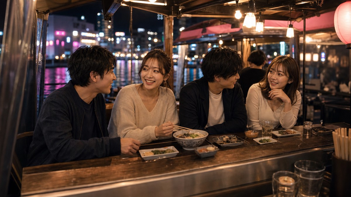 屋台は距離が近い。中洲の夜が背中を押すの要点を表す画像