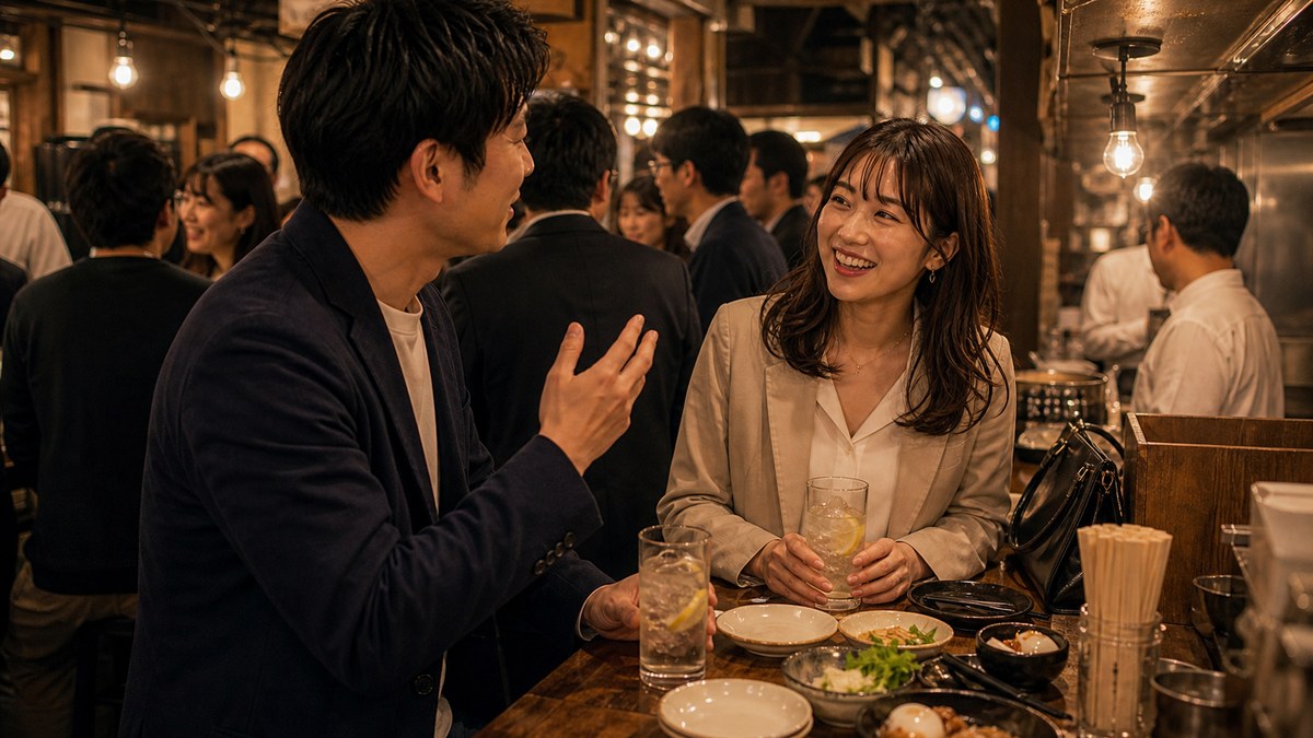 立ち飲みで剥がれていく、デキる営業の鎧の要点を表す画像