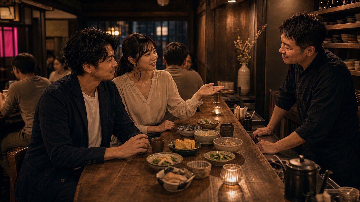 町家バーへ移動。おばんざいと、京都の子の本音の要点を表す画像