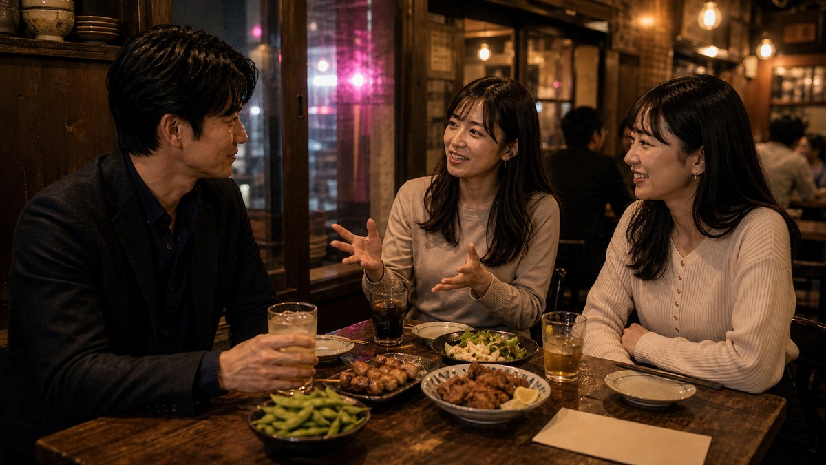 ごちゃっとした路地の店で、町田トークで温まるの要点を表す画像