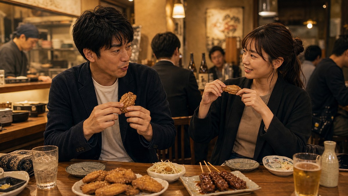 手羽先と味噌串カツ。名古屋めしで腹の探り合いの要点を表す画像