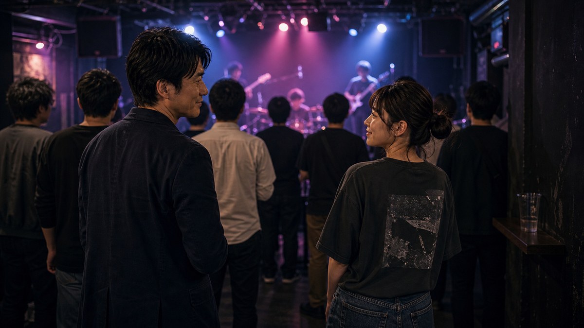 お目当ての前のバンドで、隣で一緒に揺れるの要点を表す画像