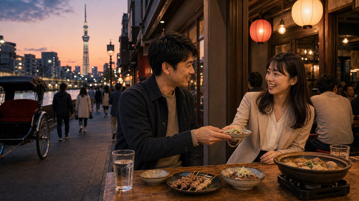 日が暮れて、もう一杯。気っ風のいい子は距離も気っ風よく詰まるの要点を表す画像