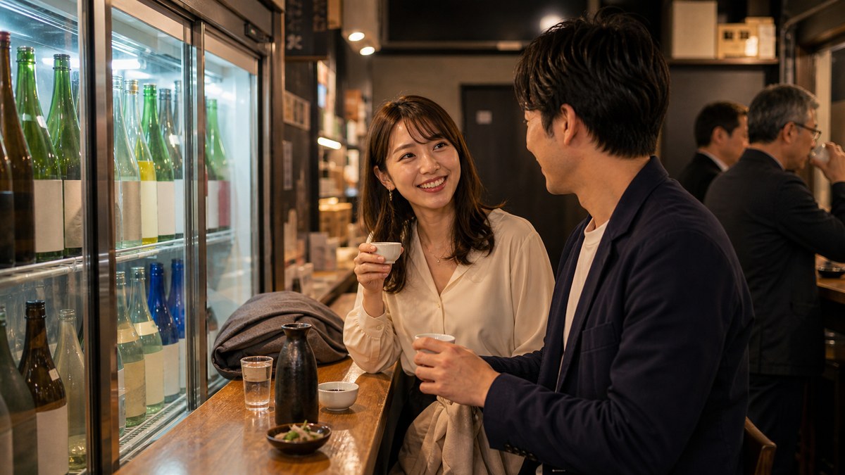 角打ちで飲み直し→いい雰囲気にの要点を表す画像