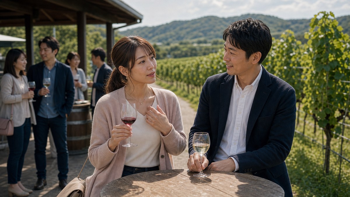 ワイナリーで、ミドリの"結婚に焦ってる"本音が漏れるの要点を表す画像