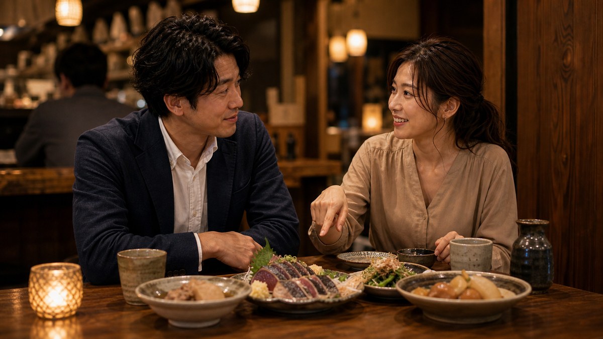地方の夜デート。地元の人に案内される贅沢の要点を表す画像