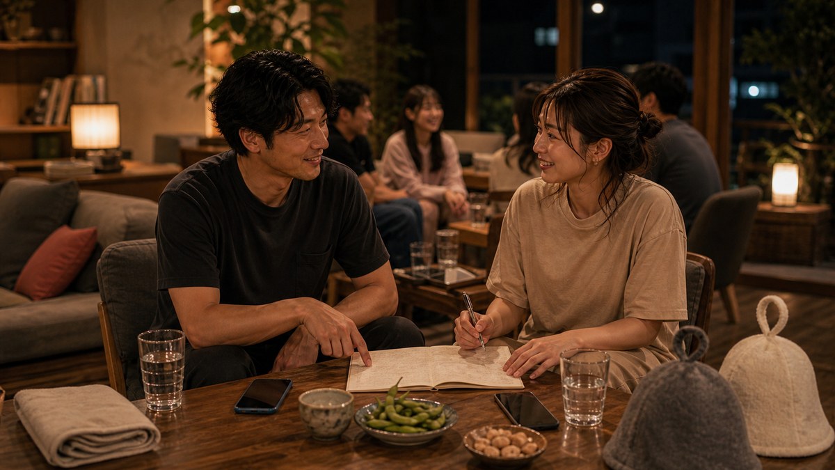 「次のサウナ」の話で、外で会う流れができたの要点を表す画像
