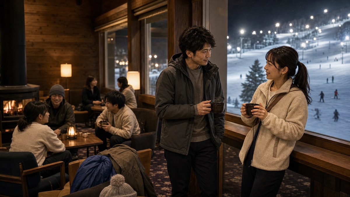 宿のナイターと夜の流れで、いい雰囲気にの要点を表す画像