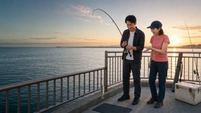 【ペアーズ体験談】釣りが趣味の28歳と、海釣り公園で朝から並んで竿を出した日のアイキャッチ画像