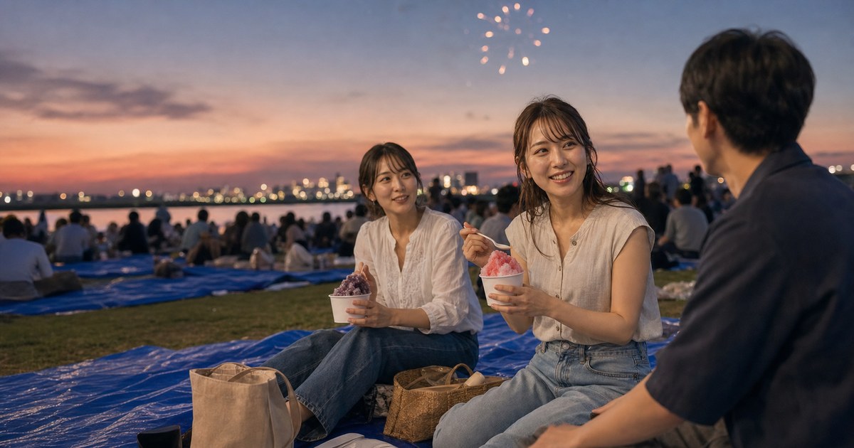 【花火大会の出会い】打ち上げ前の河川敷で隣のシートになった25歳のアイキャッチ画像