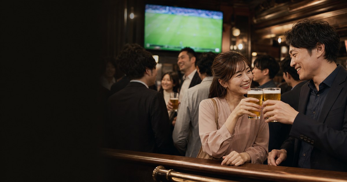 立ち飲みで観戦中の28歳と乾杯した夜