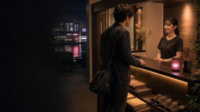 【福岡メンエス体験】出張の夜、天神のメンズエステで26歳セラピスト・ルナに癒された話のアイキャッチ画像