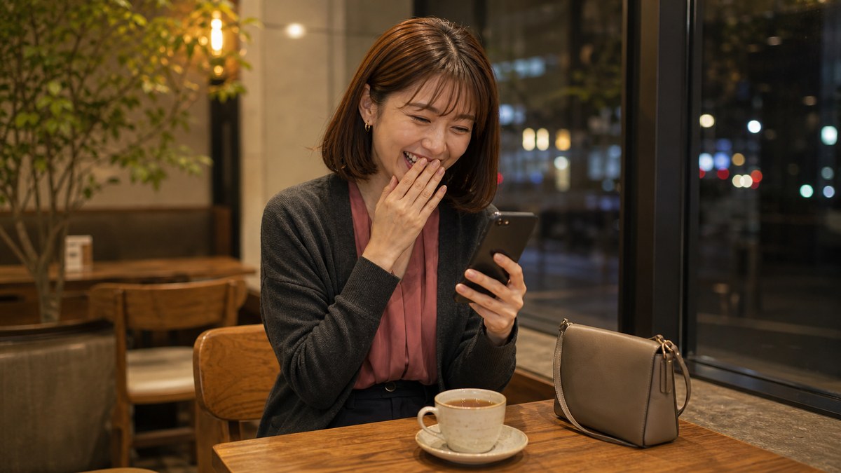 マッチした23歳、メッセージの時点でよく笑ってたの要点を表す画像
