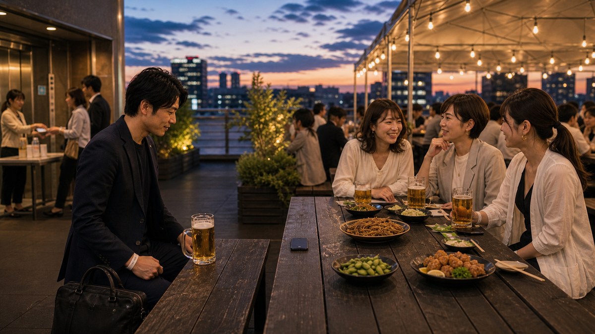 一人で屋上ビアガーデンに来てしまったの要点を表す画像
