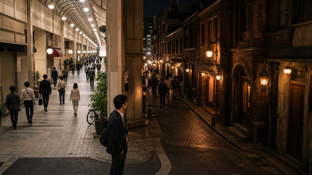 関内は野毛とは別の街。商店街と馬車道、昼の顔と夜の顔の要点を表す画像