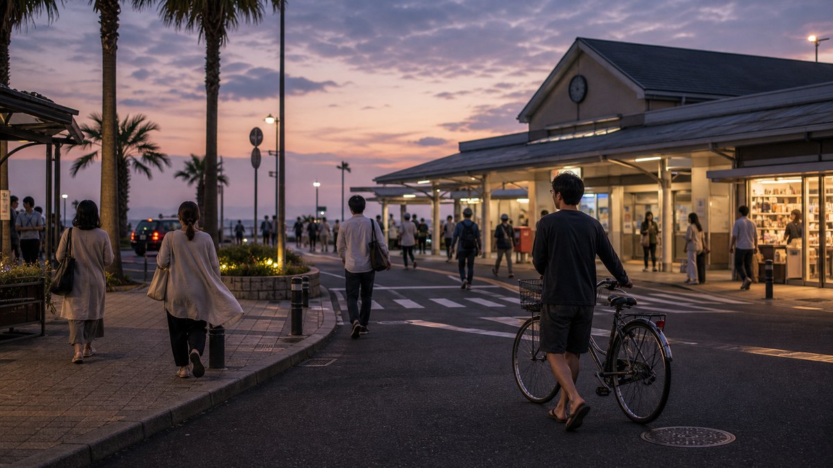 夕方の茅ヶ崎に到着。東京の匂いがしない駅だったの要点を表す画像