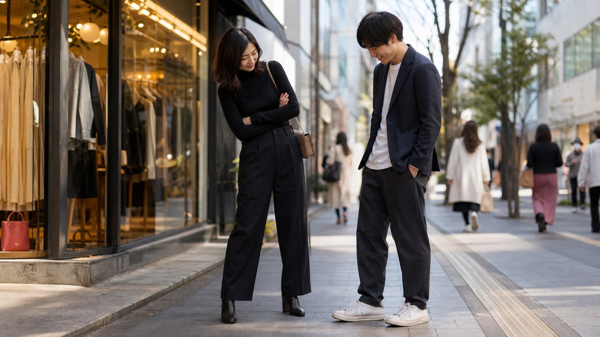 会って3秒、上から下まで見られたの要点を表す画像