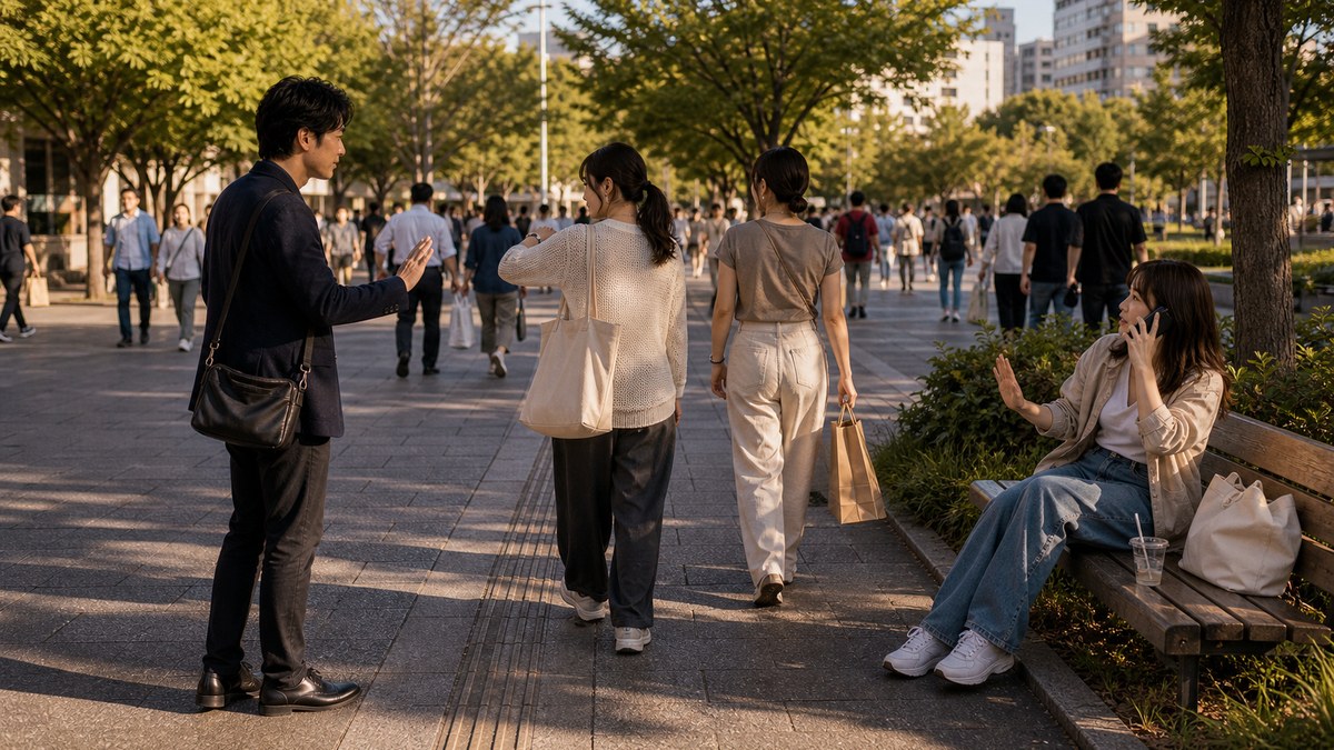 昭和記念公園の出口とサンサンロードで、見事に二組スカるの要点を表す画像