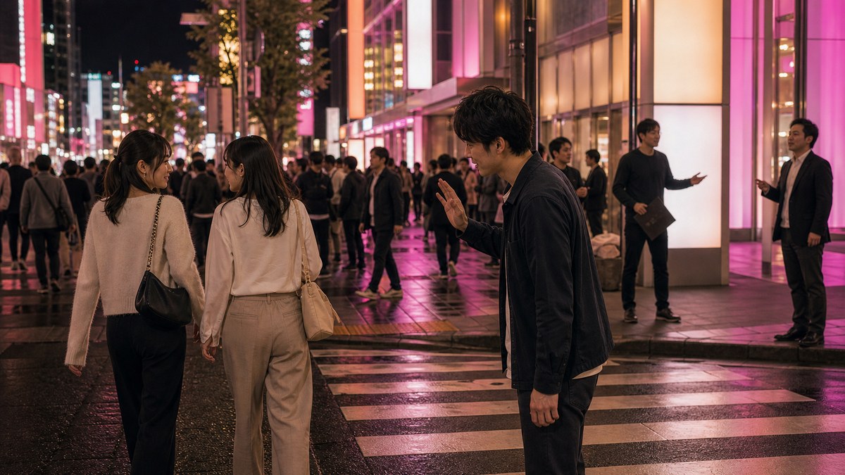 南口で客引きをかわしながら、一組目は塩の要点を表す画像