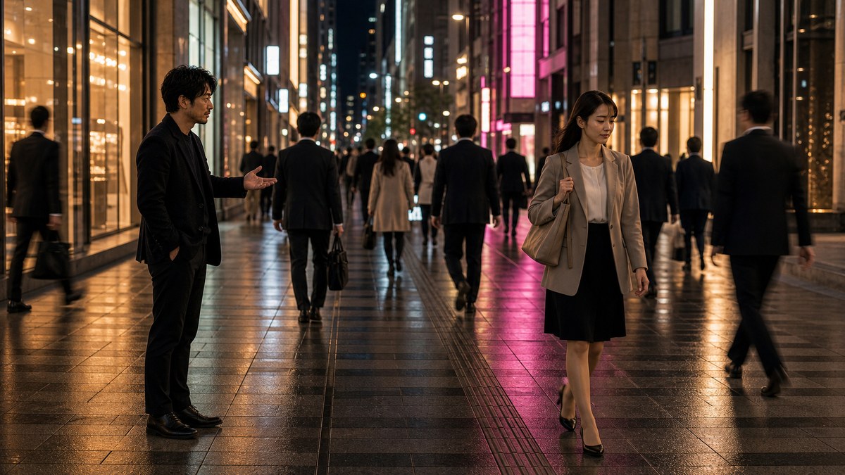 中央通りで一組スカる。歩いてる人は止まらないの要点を表す画像